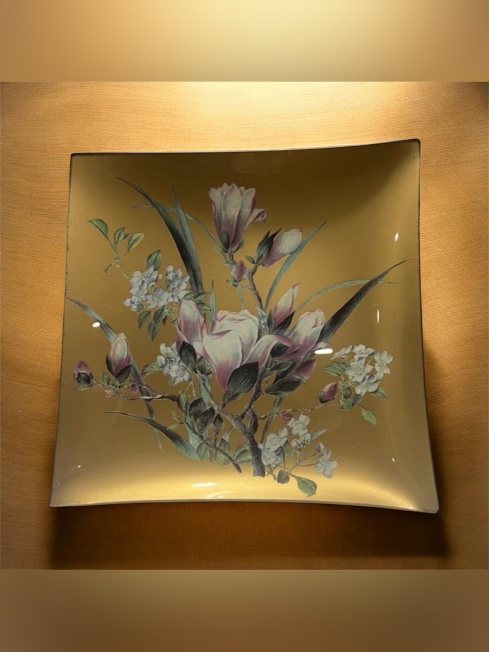 Floral glass Vintage decoupage tray by Mary‎ Jeanne “MJ” Toole